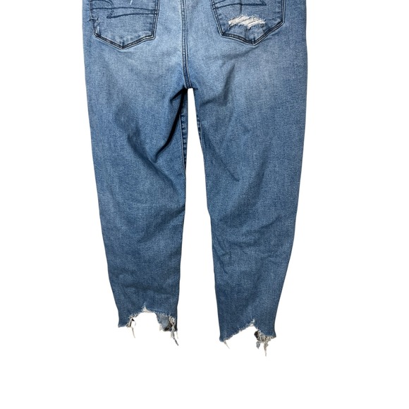 American Eagle Slim Straight Jeans Distressed Ripped Raw Hem Size 12 - Picture 7 of 10